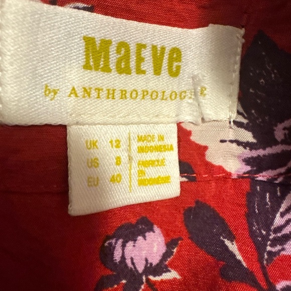 Maeve by Anthropologie Red Cowl Neck Sundress with Puff Sleeves - Picture 10 of 12